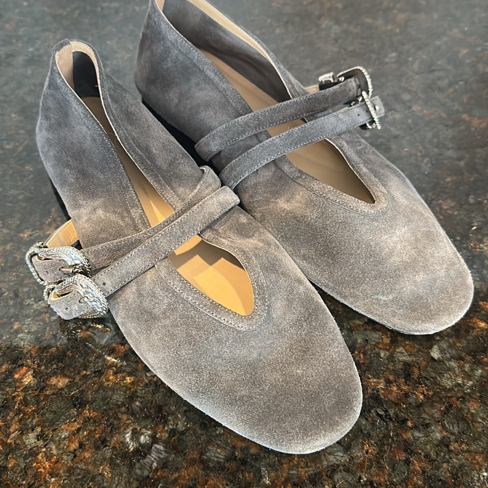 Le Monde Béryl Gray Suede Claudia Ballet flats